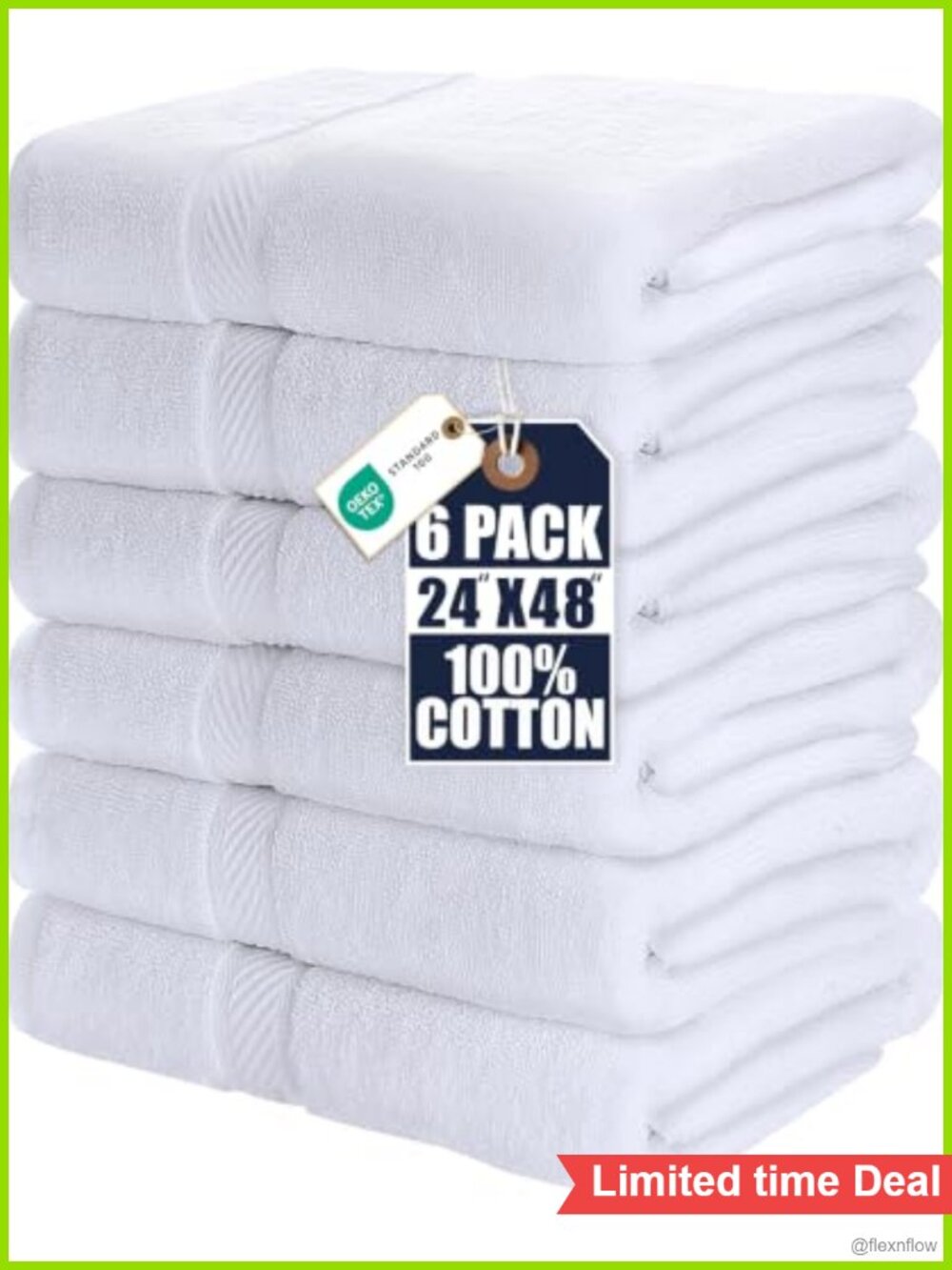 6 Pack Medium Bath Towels 24x48 in 500 GSM 100% Cotton Quick-Drying